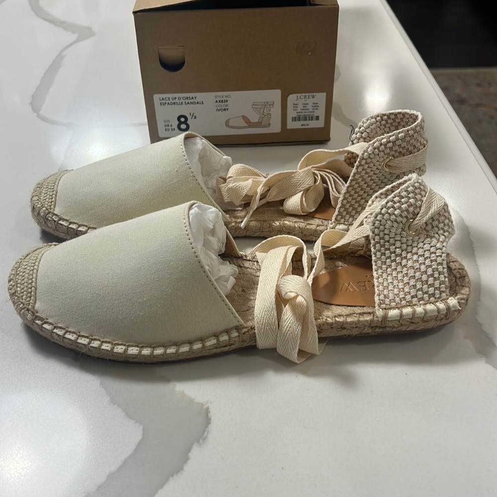 J.crew | lace up d’orsay espadrille sandals size 8.5 *NWT*